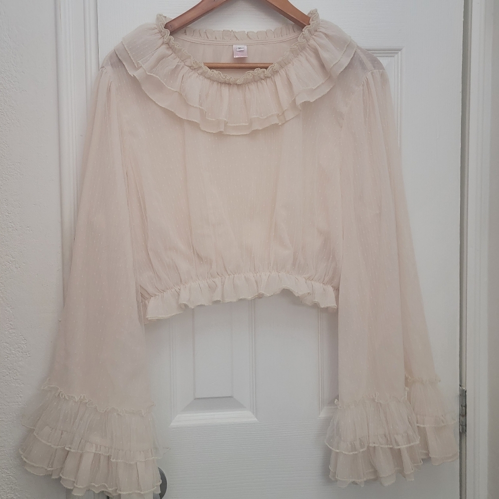 Ivory Sakurada Fawn Long Sleeve Cotton Blouse XL